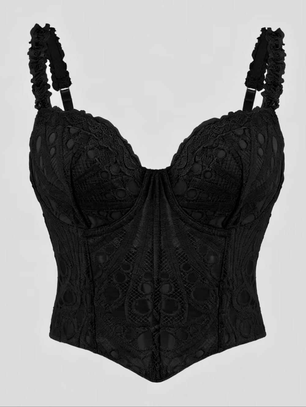 Black French-Style Lace Boned Corset- Bodice